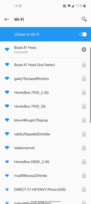 Vous êtes maintenant connecté au réseau Wi-Fi