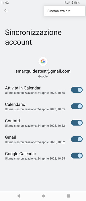 Seleziona Sincronizza ora