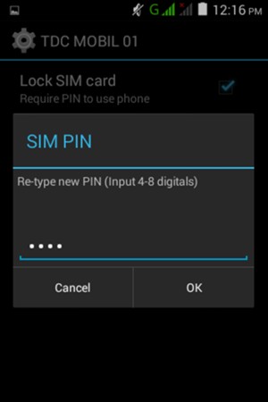 Confirm your new SIM PIN and select OK