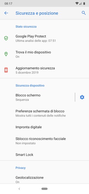 Il tuo telefono è ora protetto dal blocco schermo