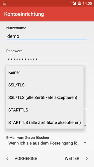 Wählen Sie Keiner und WEITER