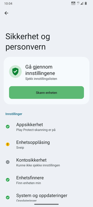 Velg Enhetsopplåsning