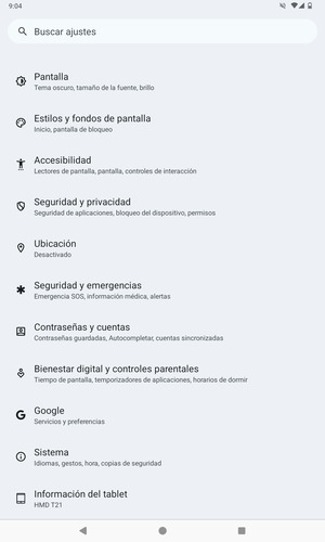 Desplácese y seleccione Sistema