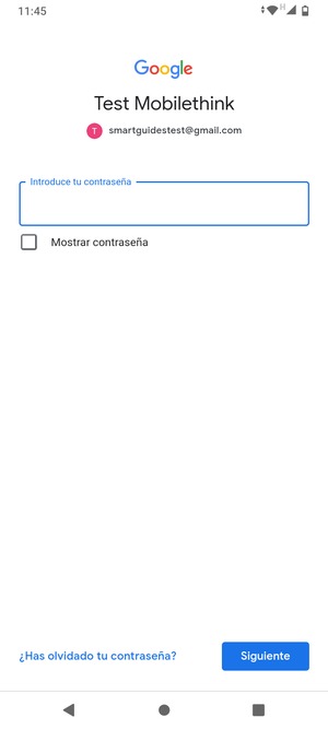 Introduzca su contraseña y seleccione Siguiente