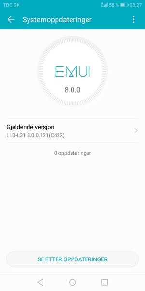 Hvis telefonen din er oppdatert, vil du se følgende skjermbilde