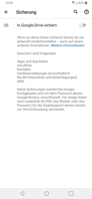 Schalten Sie In Google Drive sichern ein