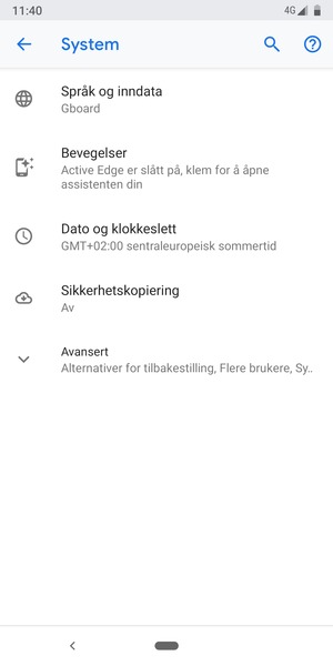 Velg Sikkerhetskopiering