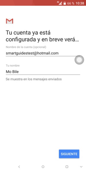 Déle a su cuenta un nombre y escriba su nombre. Seleccione SIGUIENTE