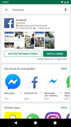 Wählen Sie die App