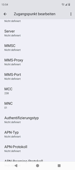 Scrollen Sie nach unten und geben Sie MMS-Informationen ein