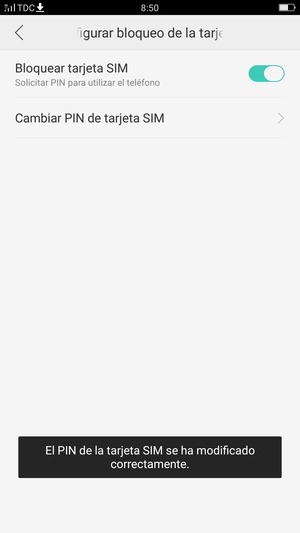 Su PIN de la tarjeta SIM ha sido cambiado