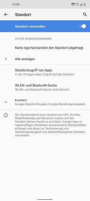 Schalten Sie Standort verwenden aus
