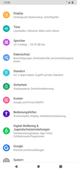 Scrollen Sie und wählen Sie Sicherheit
