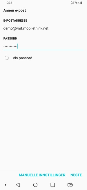 Skriv inn e-postadresse og passord. Velg NESTE