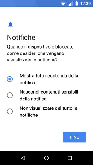 Seleziona la tua opzione preferita e poi FINE