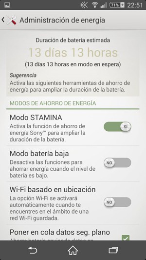 Activar Modo batería baja
