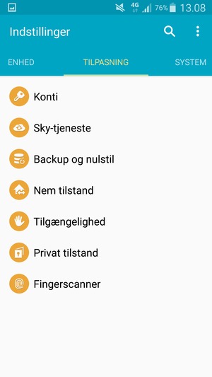 Vælg SYSTEM eller MERE