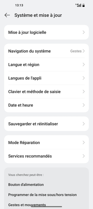 Sélectionnez Mise à jour logicelle