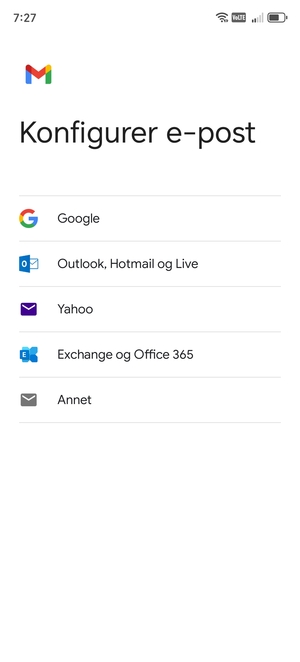 Velg Outlook, Hotmail og Live