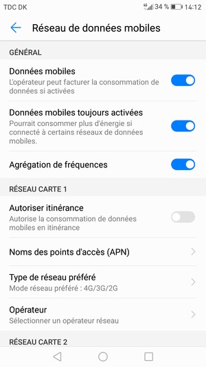 Sélectionnez Noms des points d'accès (APN)