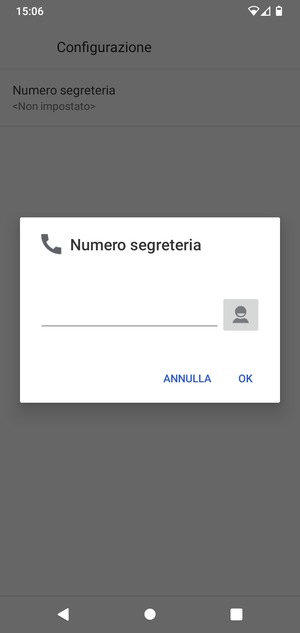 Inserisci Numero segreteria e seleziona OK