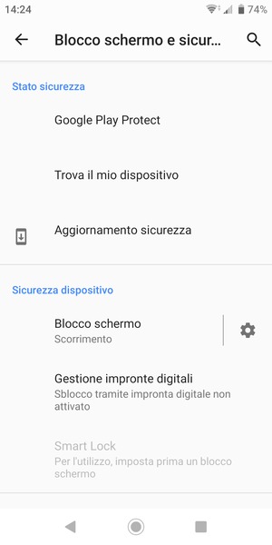 Seleziona Blocco schermo