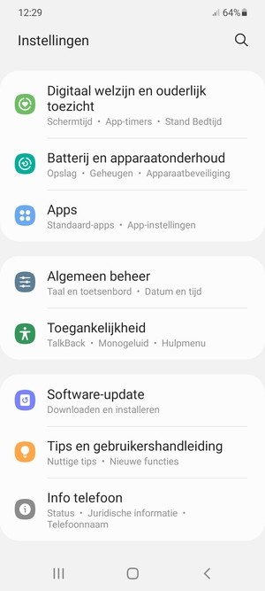Scroll naar en selecteer Software-update
