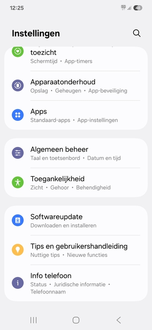 Scroll naar en selecteer Softwareupdate