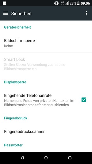 Wählen Sie Bildschirmsperre