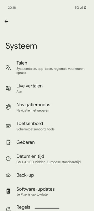 Selecteer Back-up