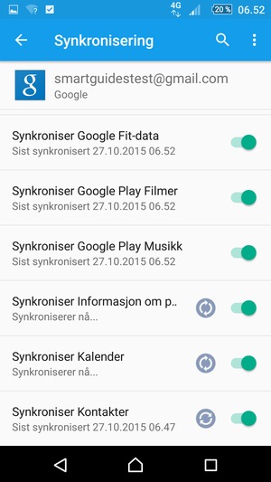 Din informasjon blir synkronisert