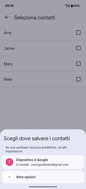Seleziona  Dispositivo e Google
