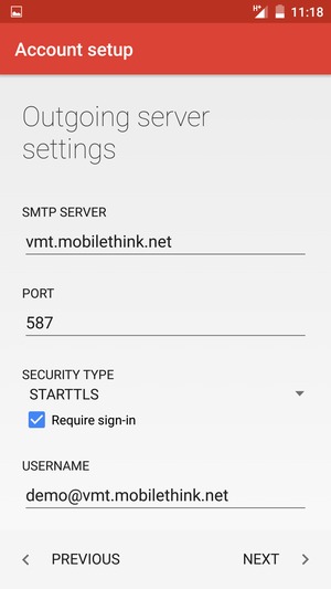 Enter Outgoing server address