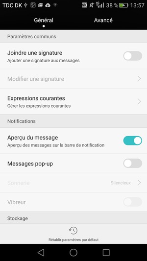 Sélectionnez Avancé