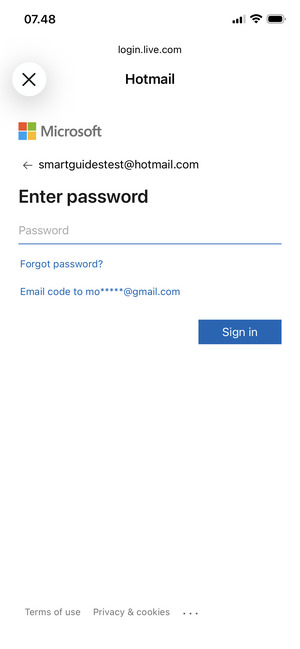 Enter your Password and select Sign in