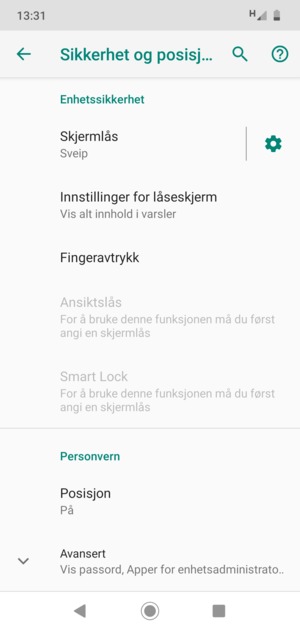 Bla til og velg Avansert