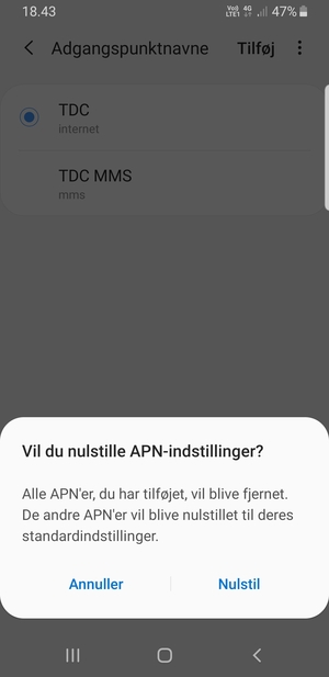Vælg Nulstil