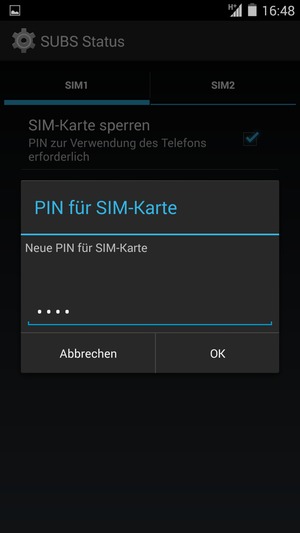 Geben Sie Ihre Neue PIN für SIM-Karte ein und wählen Sie OK