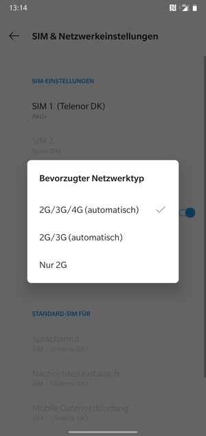 Wählen Sie die gewünschte Option