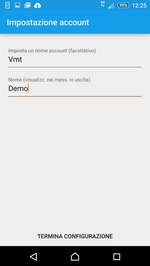 Scegli un nome per il tuo account e inserisci il tuo nome. Seleziona TERMINA CONFIGURAZIONE