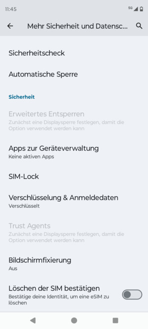 Scrollen Sie und wählen Sie SIM-Lock