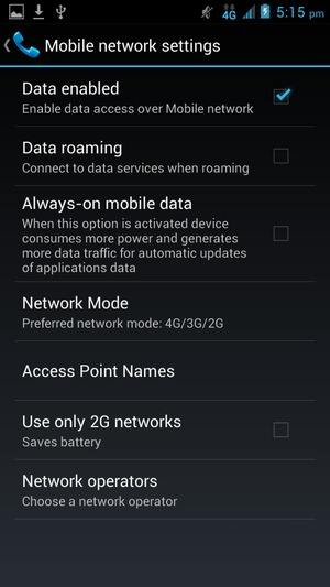 Select Network Mode