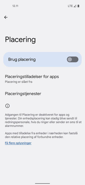Slå Brug placering fra