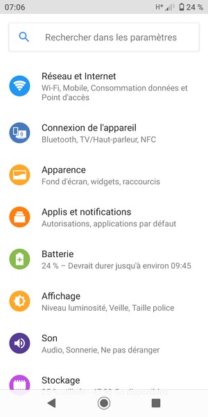 Sélectionnez Réseau et Internet