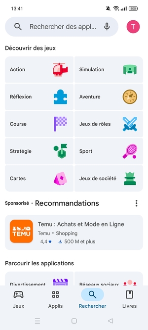 Sélectionnez la barre de Recherche