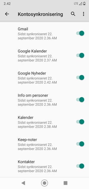 Kontroller at Kontakter er valgt