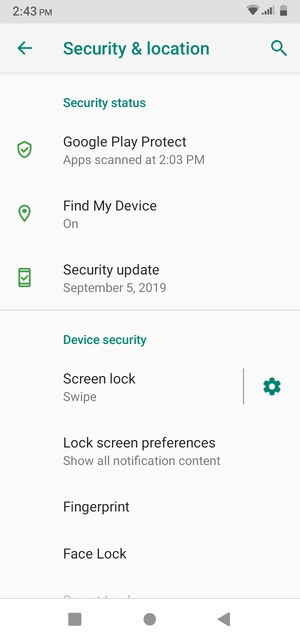 Select Screen lock