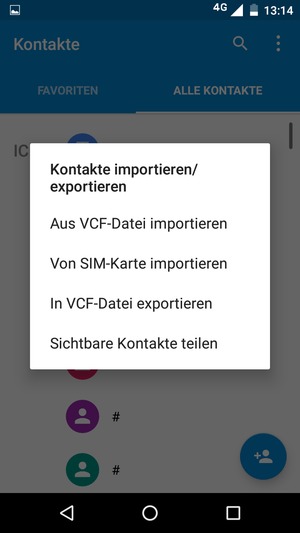 Wählen Sie Von SIM-Karte importieren