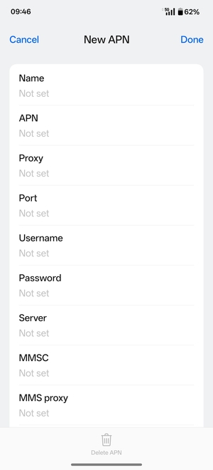 Enter MMS information