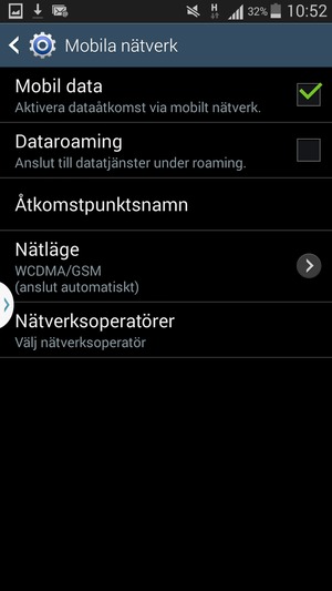 För att byta nätverk om nätverksproblem uppstår, välj Nätverksoperatörer